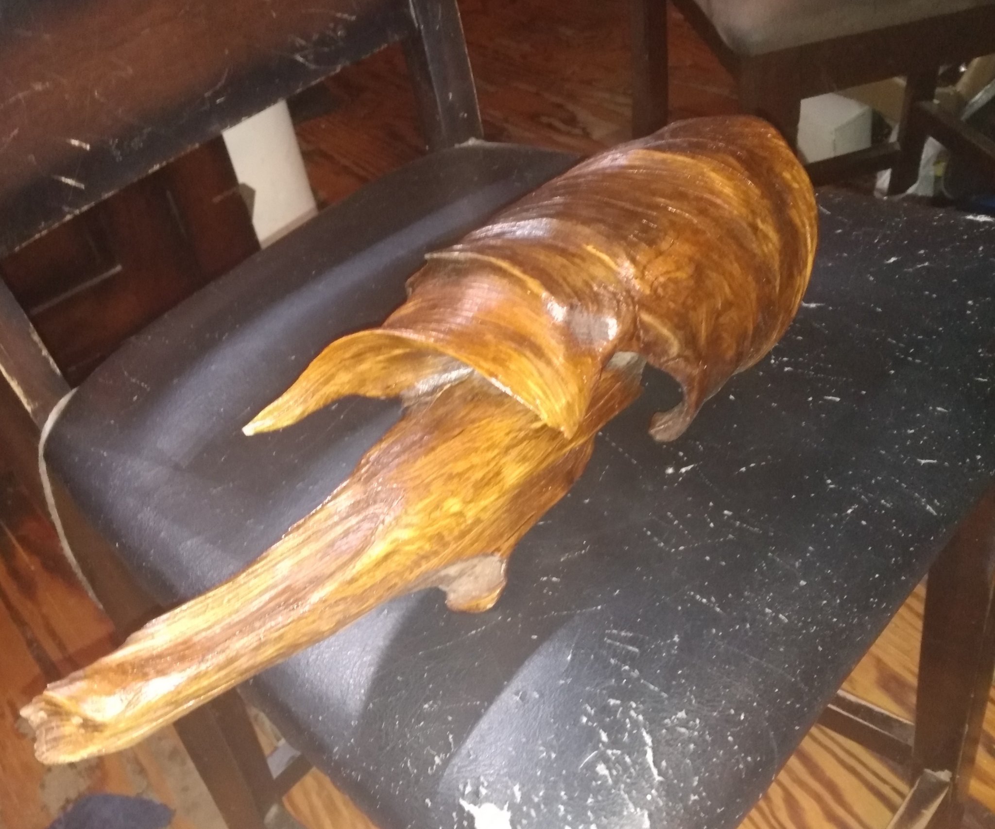 Carved wooden decorative object or vessel fragment