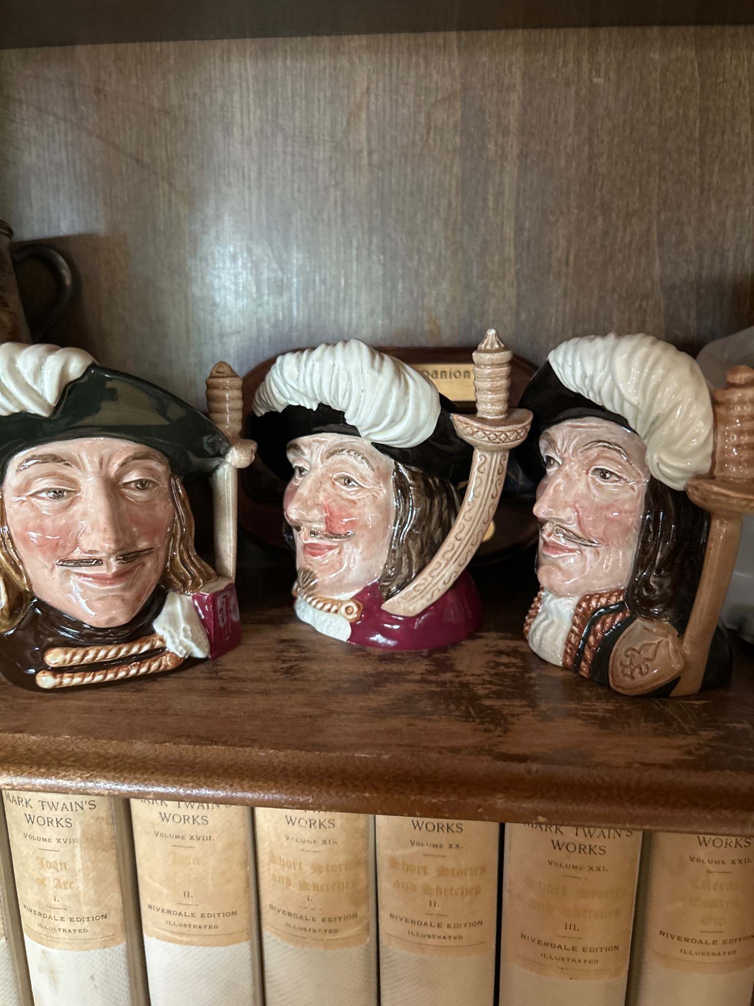Ceramic/porcelain Shakespeare character busts or bookends (likely a matched decorative set)