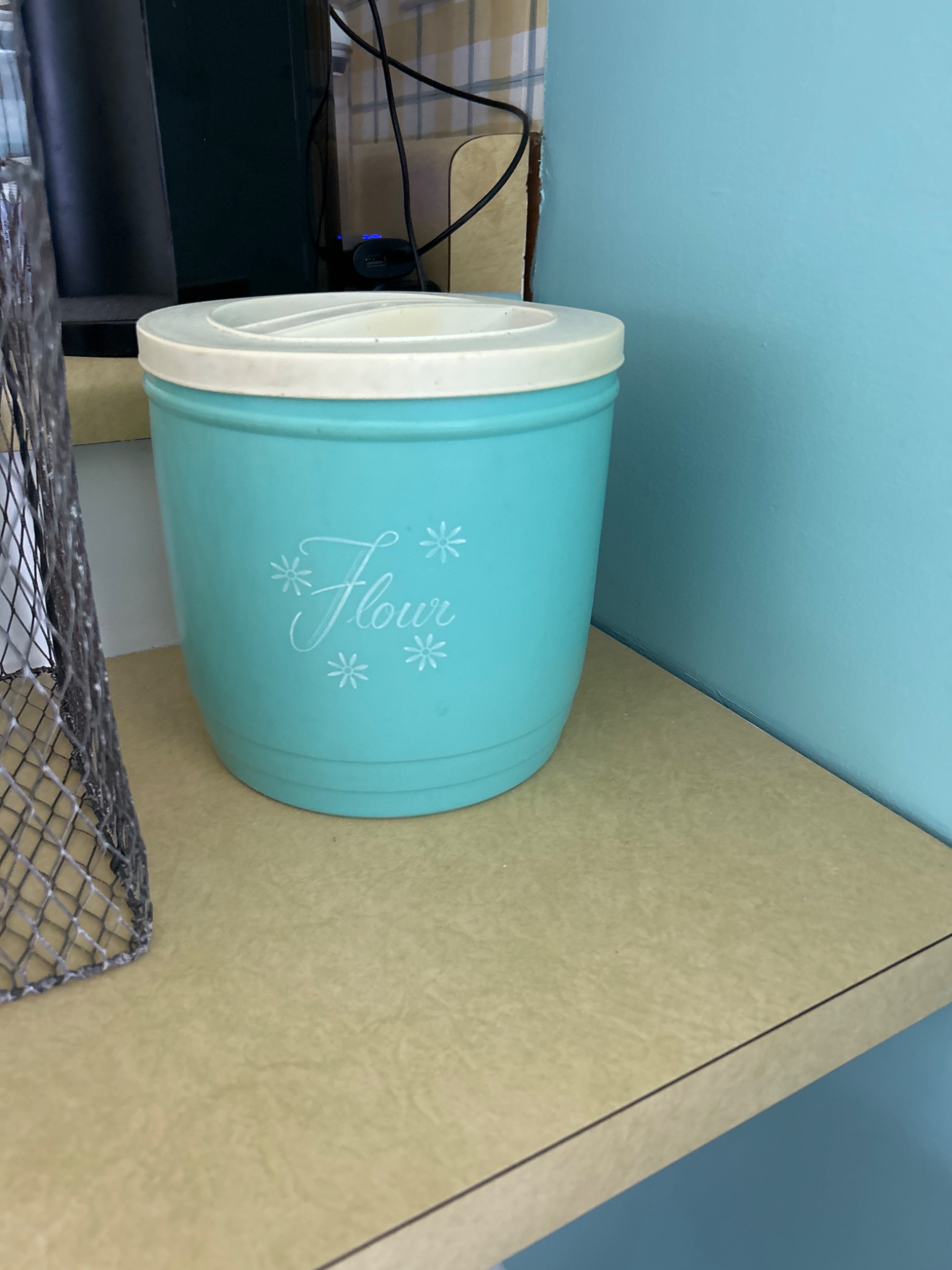 Decorative plastic flour canister / storage bin