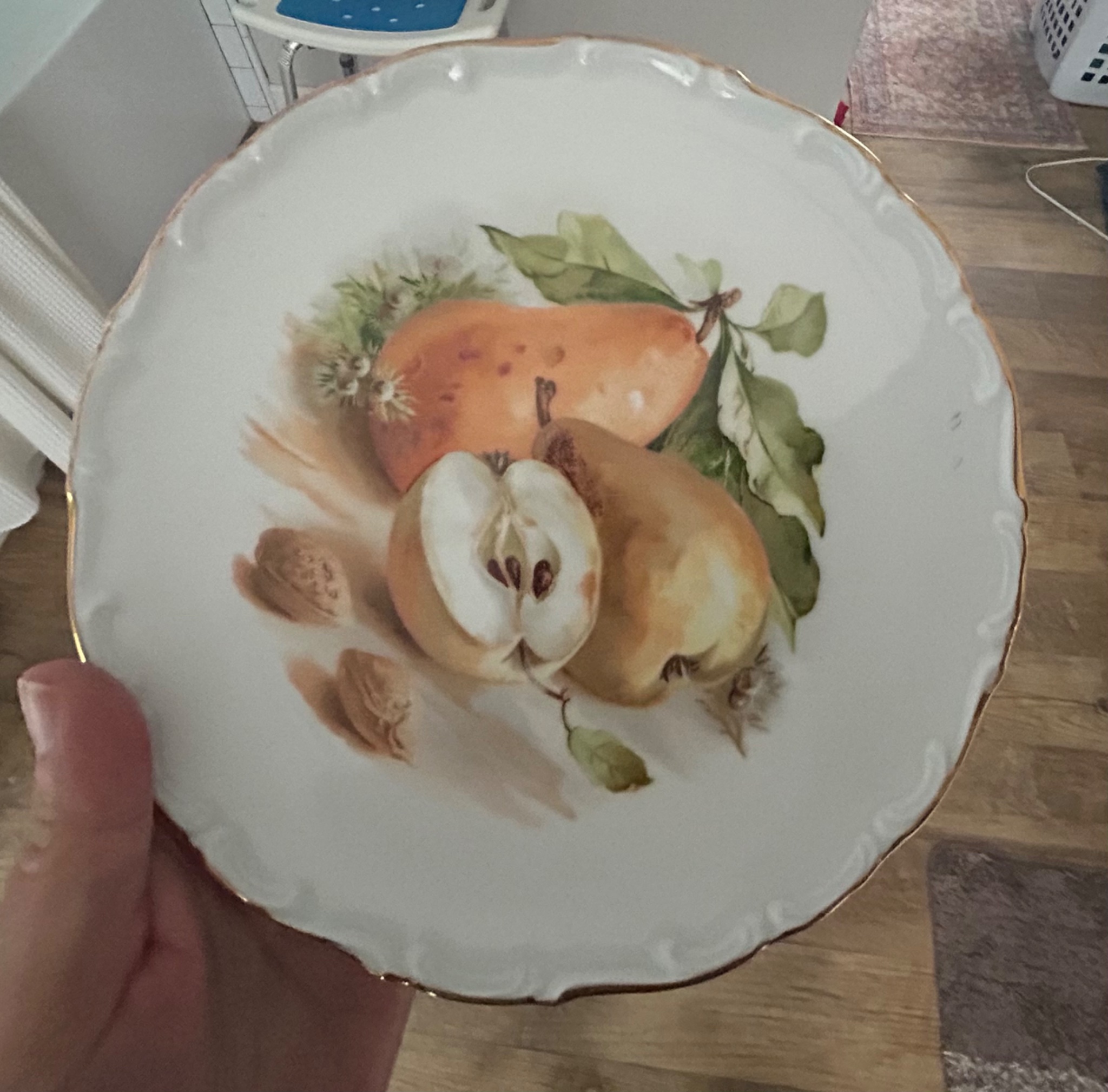 Decorative porcelain dessert plate with fruit motif