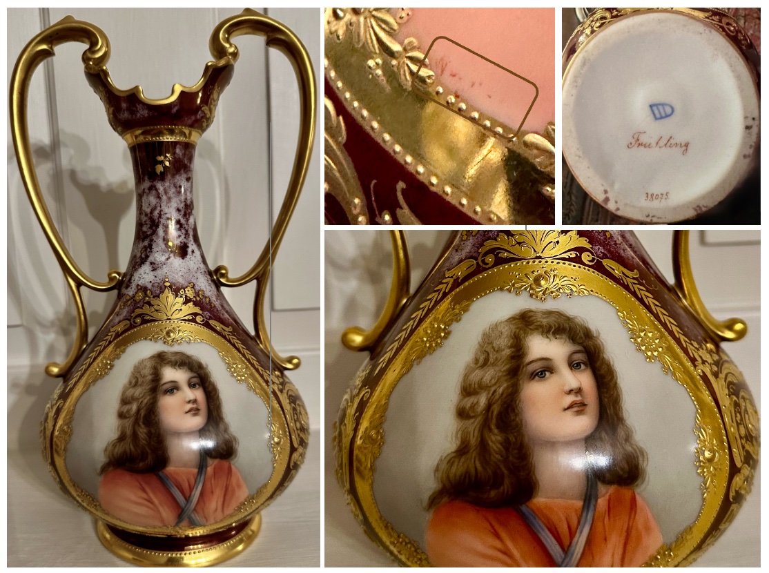 Decorative porcelain handled vase / urn