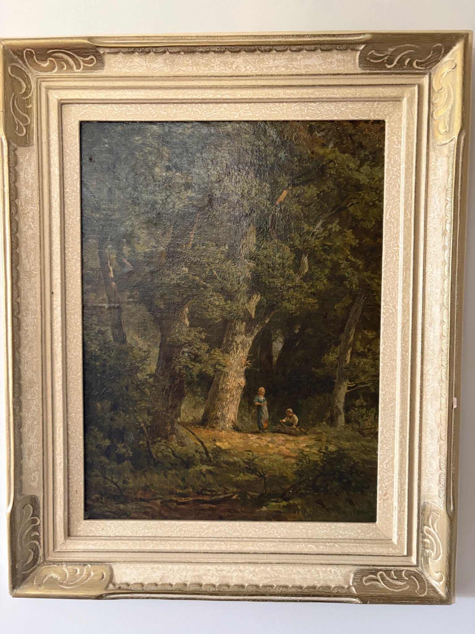 Framed landscape oil painting