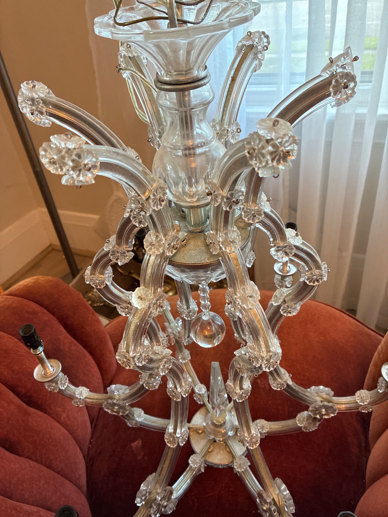 Glass and metal chandelier