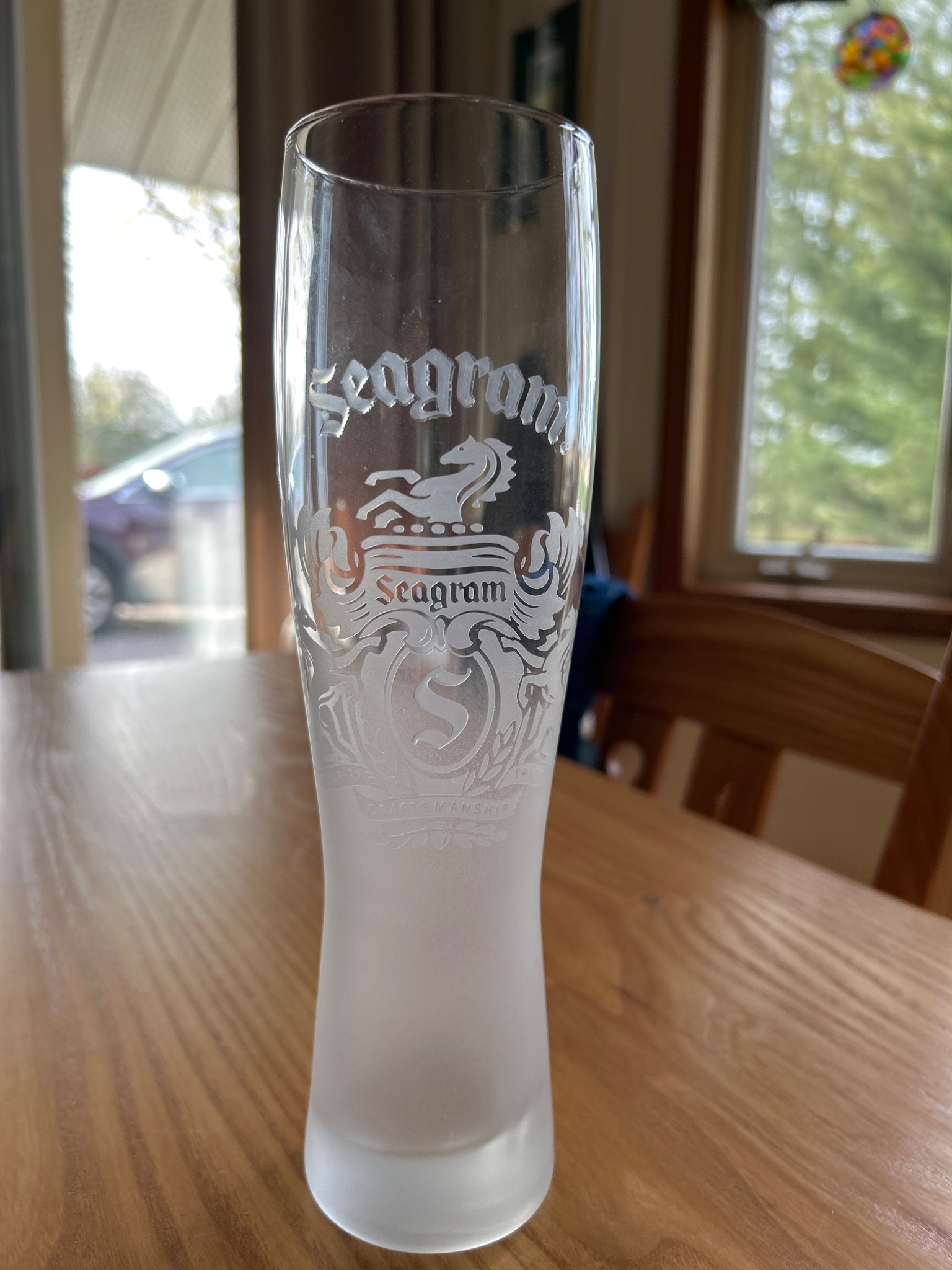Seagram's branded etched pilsner beer glass