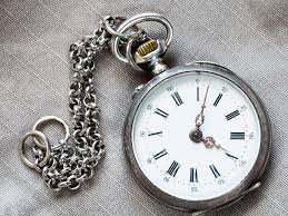 Silver pocket watch with chain