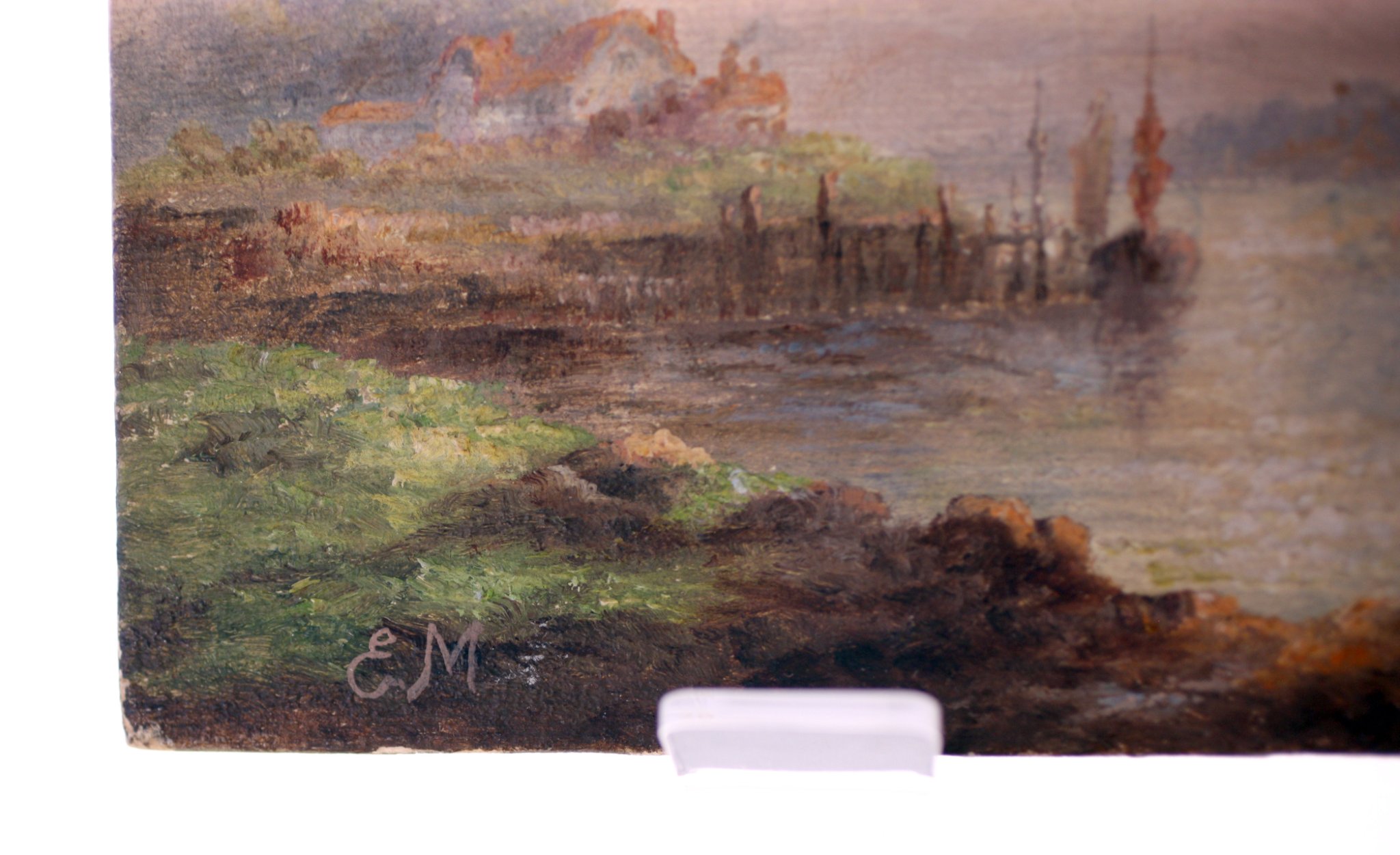 Small signed landscape oil painting on board